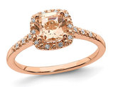 8/10 Carat (ctw) Morganite Ring in 14K Rose Pink Gold with Diamonds